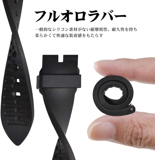 Fluoro Rubber Watch Band, 0.7 inches (18 mm), 0.7 inches (19 mm), 0.8 inches (20 mm), 0.8 inches (21 mm), 0.9 inches (22 mm), 0.9 inches (23 mm), 0.9 inches, Rubber