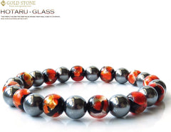 terahertz Ore Firefly X Glass Blood Orange Bracelet 8 mm 24 Grain Power Stone