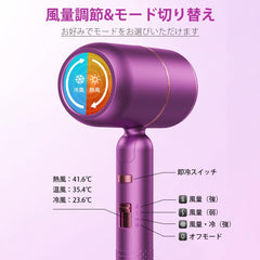 Hair Dryer, Popular, Large Airflow, Quick Drying, Negative Ion, 1,500 W, Cold and Hot Air, 3 Level Adjustment, Constant Temperature 57C, Foldable, Lightweight, Dryer, Includes Nozzle, For Home Use, Hair Salon, Travel, Convenient to Carry