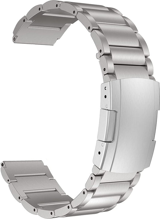 MaKTech Titanium Band, 20mm Lightweight One Piece Metal Link Bracelet for Samsung Galaxy Watch 6 43/47/40/44mm,Galaxy Watch 5/4,Huawei GT 4/3-41/42mm (Silver)