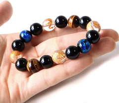 Shikami Luminous Firefly Glass Bracelet, 0.5 inch (12 mm), Crystal, Natural Stone, Power Stone, Men's Accessory