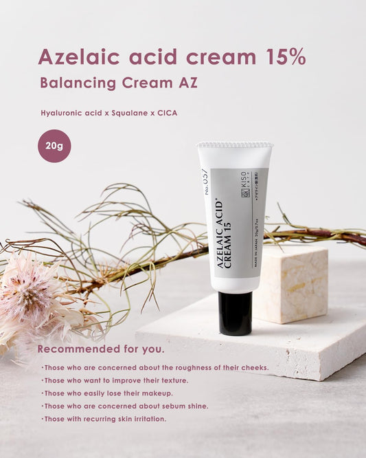 KisoCare Azelaic Acid 15% Cream Hyaluronic Acid x Squalane x CICA Balancing Cream AZ 0.7 oz (20 g)