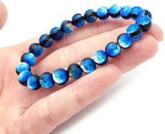 Yonagni Blue Firefly Glass 0.3 inch (8 mm) Glow Bracelet, Okinawa, Souvenir, Onaguni Island