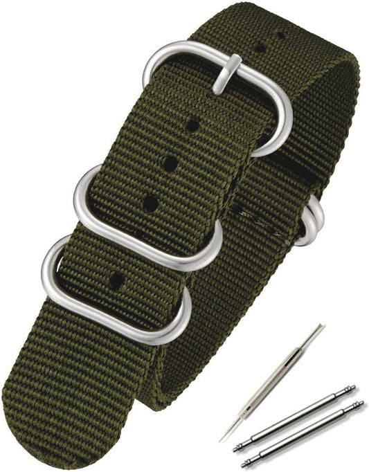 Calm NATO Watch Band G10 Premium Nylon Watch Easy Replacement Strap 0.6 - 0.9 inches (16 - 24 mm) Replacement Instructions Included