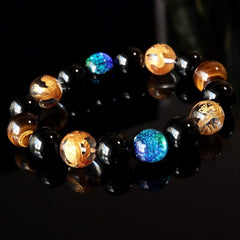 Four Gods Firefly Glass Bracelet, 0.5 inches (12 mm), Luminous Keramarin, Crystal, Natural Stone, Power Stone, Men's Accessories, Glass Stone