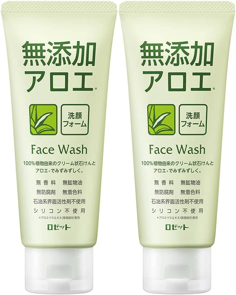 Rosette Additive-Free Aloe Facial Cleansing Foam AZ (140g x 2 pack) Facial Cleanser Sensitive Skin Aloe Extract (100% Plant-derived Cleansing Ingredients)