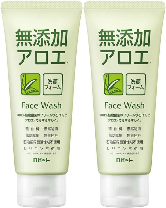 Rosette Additive-Free Aloe Facial Cleansing Foam AZ (140g x 2 pack) Facial Cleanser Sensitive Skin Aloe Extract (100% Plant-derived Cleansing Ingredients)