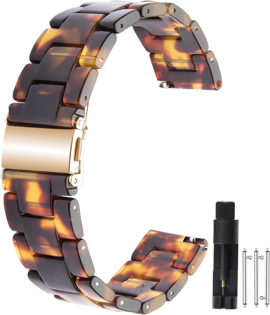 SEUER Watch Band, Resin Replacement Strap, 0.8 inches (20 mm), 0.9 inches (22 mm), Quick Release, Watch Strap, Lightweight, Sweat Resistant, Stainless Steel, Deployment Clasp, Easy to Install, 23 Colors Available