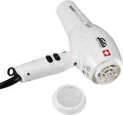 Solis Swiss Perfection Professional Hairdryer, Hair-Friendly 77C Wind, ION Technology, White (SD440W)