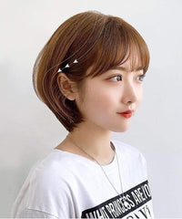 NICEHAIR Wig, Bob, 100% Human Hair, Short, Women's, Full Wig, Women's Straight Popular, Classic, Short Bob, Natural, Medical Use, Small Face, Harajuku Style, Air Bangs Wig, Everyday, Heat Resistant, For Summer, Adjustable, Breathable, Fluffy (Brown#)