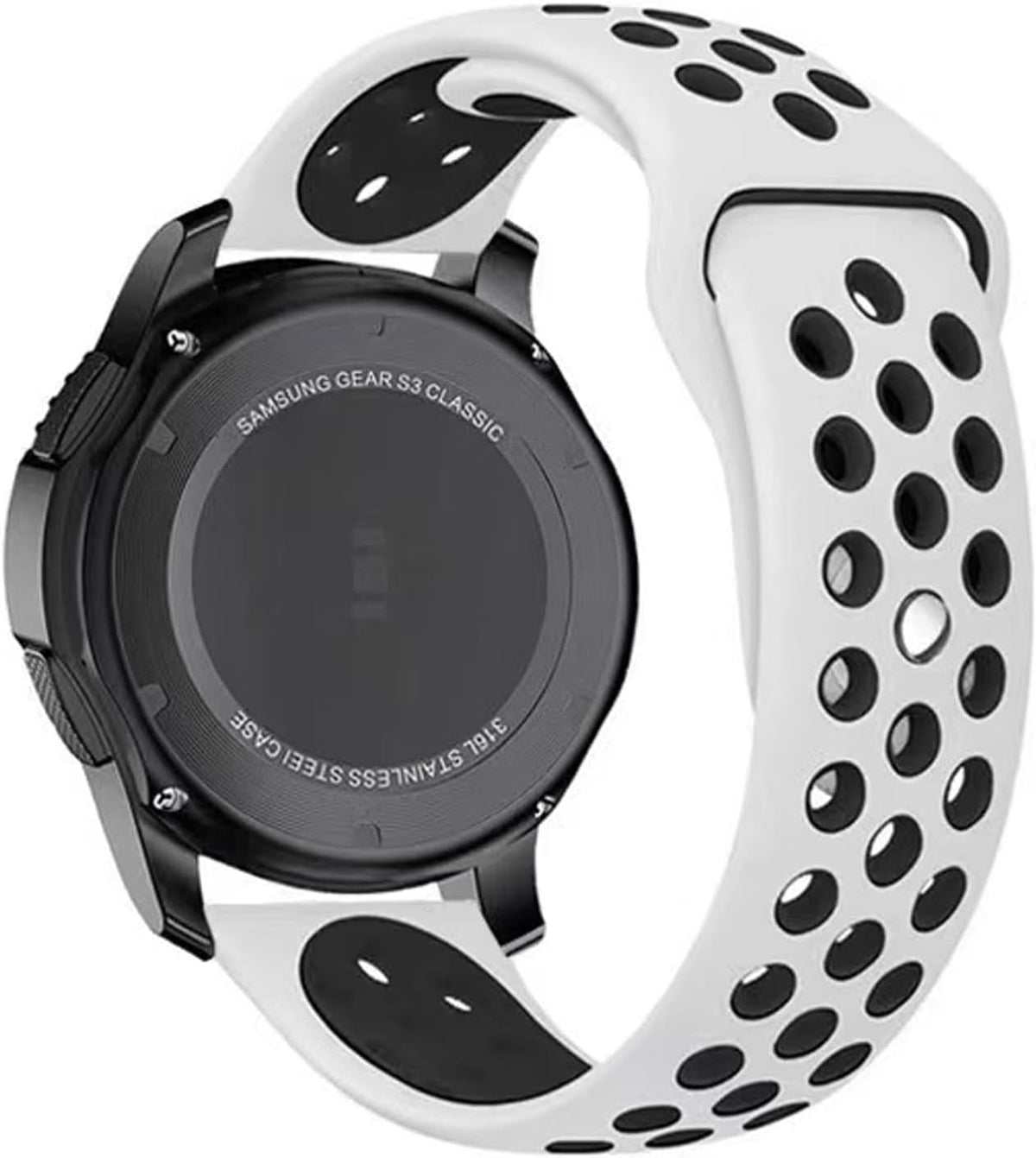Watch Band 0.8 inch (20 mm), 0.9 inch (22 mm) Perforated, Breathable, Bi-Color Silicone Strap, Waterproof, Soft and Comfortable, Easy to Change with No Tools