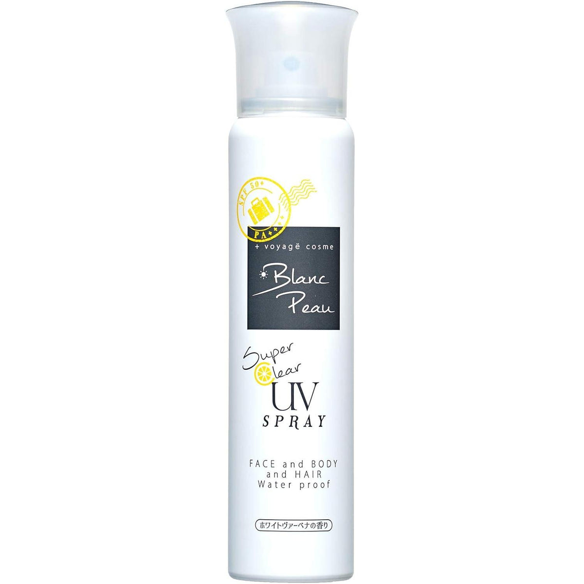 Blanc Peau Sun Protect Spray Super Clear SPF50+/PA++++ Sunscreen White Vervena Fragrance Transparent 80g