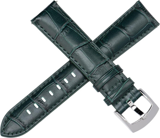 Watch Band, Watch Strap, 0.71, 0.83, 0.87, 0.9 inches (18, 20, 21, 22 mm), Alligator Leather Pattern, Elegant, Genuine Leather Watch Band, Replacement Strap, Quick Release, No Tools Required, For Men and Women, Watches and Smartwatches