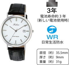 Citizen Q Q D020 - 301 Wristwatch Falcon Analog Display Leather Belt Date Display White Men's