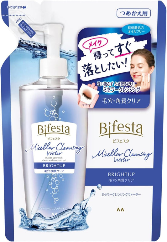 Bifesta Micellar Cleansing Water, Bright-Up, Refill, Wiping Type, Pores   Exfoliation, Clear from Lotion, Oil-free, Fragrance-free, 12.2 fl oz (360 ml) (x1)