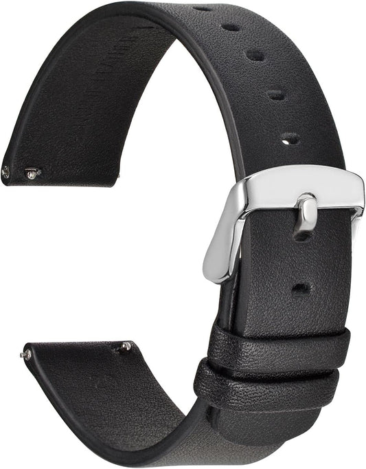 Quick Release Watch Band, Thin Genuine Leather Smart Watch Band, 0.7, 0.8, 0.9 in (18, 20, 22 mm)