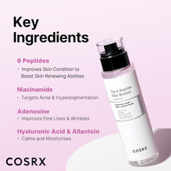 COSRX Peptide Booster Beauty Serum, Peptide 6 Skin Booster, 5.3 fl oz (150 ml), Niacinamide, Hyaluronic Acid, Adenosine, Allantoin Serum, Milky Lotion, Toner, NMF, Derma, Research, Moisturizing,