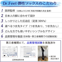 Dr. Feel, Doctor's Supervised Elastic Socks, Warm - Fleece Lined with High Heat Retention, Deodorizing Material, No Toes, For Both Feet (1 Pair)