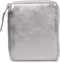 SA2100G Wallet, Bi-Fold, Men's, Women's, Round Zipper, Genuine Leather, Gold and Silver Wallet, Silver, Silver