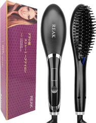 REAK Straight Heat Brush, Straightening Brush, Electric Heated Hair Brush, Hair Iron, 5 Step Temperature Adjustment, Hair Brush, Scalp Care, Burns Prevention, Anti-Static, Rapid Heating, Anti-Scratch, Glossy Hair, Overseas Compatible