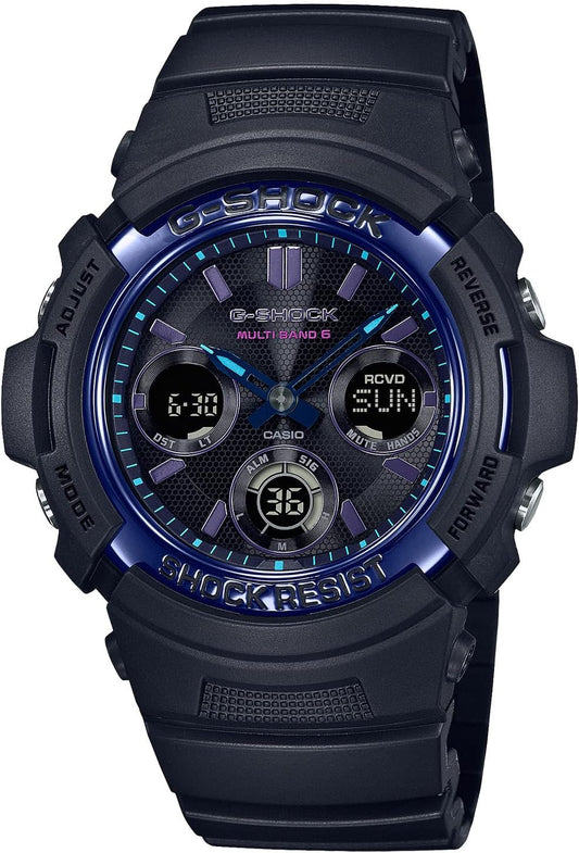 Casio AWG-M100 Series G-Shock Radio Solar Wristwatch, Limited Edition / Virtual Blue Series, Resin Band