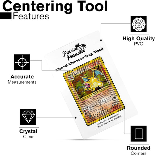 Passive Paradise Passive Paradise Card Grading Centering Tool Set for Pokemon - Includes 30x Magnification Tool - Trading Card Submission Pre-Inspection Kit