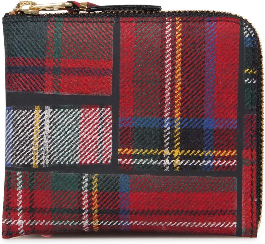 SA3100TP Comme des Garcons Wallet, Coin Purse, Coin Case, Men's, Women's, L-Shaped Zipper, Tartan Checkered, Red, red