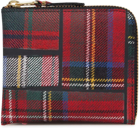 SA3100TP Comme des Garcons Wallet, Coin Purse, Coin Case, Men's, Women's, L-Shaped Zipper, Tartan Checkered, Red, red