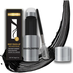 HAIOLORPRO Gray Hair Mascara with Spongehead Applicator, Black Color for Hair Blade, Waterproof Bald Hiding Women Popular, Thin Hair Stash Stick, Partial Dyed Gray Hair Dye Double Head with Small Brush, 18g/0.64oz