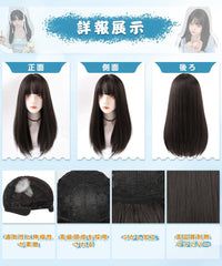 Aisiqueens Wig, Long Black, Straight Full Wig, Black Hair, Black Brown, Crossdressing Wig, Women's, Natural, Small Face Wig, Plunging Bangs, Everyday Use, Fashion, Heat Resistant