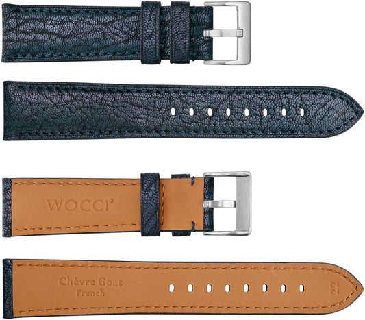 Men's Leather Watch Strap, Goat Leather, Luxury Leather Strap, 0.8 inches (20 mm), 0.9 inches (22 mm), Long, XL