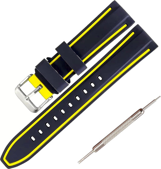 Silicone Watch Band, 0.8 inch (20 mm), 0.9 inch (22 mm), 0.9 inch (24 mm), 26 mm, Rubber Watch Band, Quick Release Sporty Rubber Replacement Strap, Replacement Tool and Instruction Manual Included
