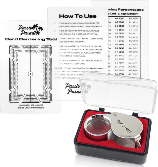 Passive Paradise Passive Paradise Card Grading Centering Tool Set for Pokemon - Includes 30x Magnification Tool - Trading Card Submission Pre-Inspection Kit