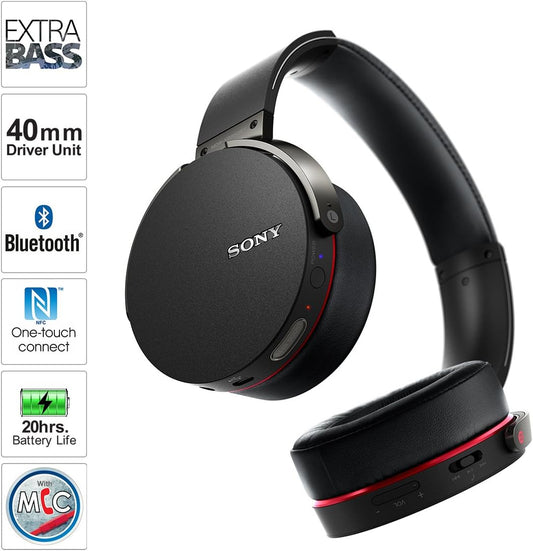 SONY Wireless Headphones MDR-XB950BT: Bluetooth/NFC Support Foldable With Mic/ Hands-free Calling Black MDR-XB950BT B