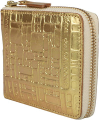 EMBOSSED LOGOTYPE Comme des Garcons Bifold Wallet Round Zipper Men's Women's Gold SA7100EG Parallel Import