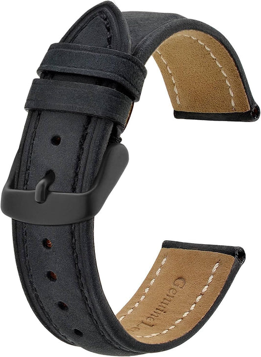 Watch Band 14/15/16/17/18/19/20/21/22/23/24mm Suede Genuine Leather Watch Strap Black Buckle