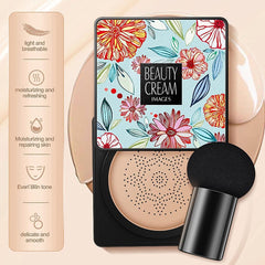 Moisturizing Mushroom Mushroom BB Cream, BB Cream Cushion, BB Skin Care BB Cream Foundation Cushion, Thick Moisturizing, Light and Soft Skin Friendly