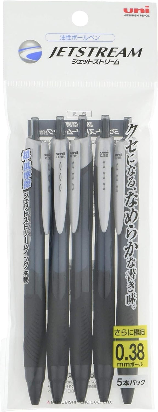 Mitsubishi Pencil Oil Ballpoint Pen Jetstream 5 x 0.38 Easy to write in black SXN150385P.24