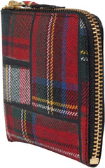 SA3100TP Comme des Garcons Wallet, Coin Purse, Coin Case, Men's, Women's, L-Shaped Zipper, Tartan Checkered, Red, red