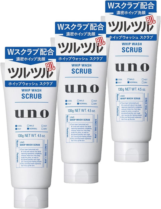 Bulk Purchase Uno Whip Wash (Scrub) Facial Cleanser 130g x 3 pieces