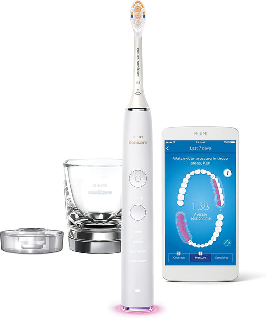 Philips Sonicare HX9911/66 Electric Toothbrush, Diamond Clean, Smart App Linking, Charger Glass Included