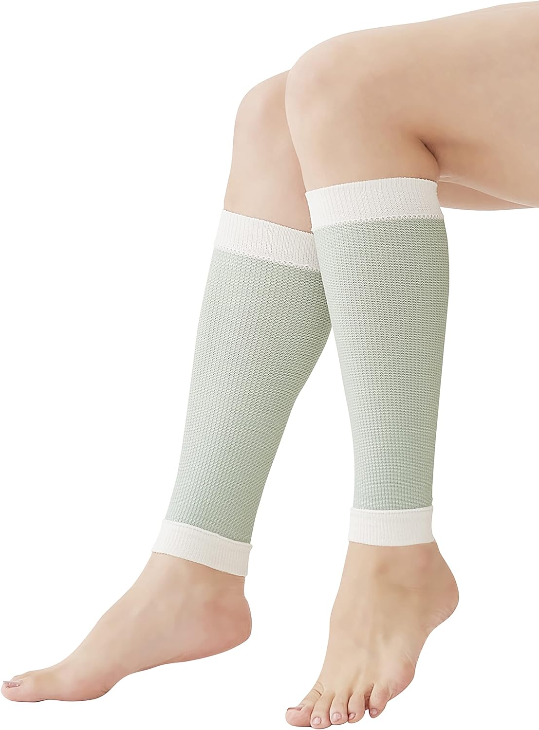 Skin Side Silk Sleep Calf Supporter, 2 Pieces, Pale Green