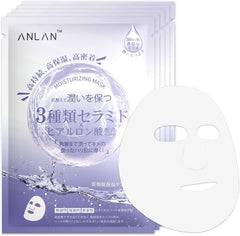 ANLAN Face Mask, Highly Moisturizing, Highly Adhesive, Sheet Mask, 5 Pieces, Hyaluronic Acid, Ceramide, Sensitive Skin, Dry Skin, Pack, Face, 1.1 fl oz (30 ml) Large Capacity, Additive-Free, Made in Japan