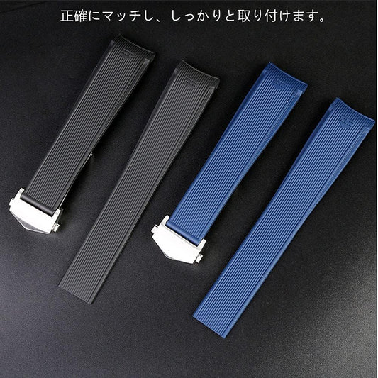 TAG HEUER Strap, Rubber, Watch Band, 0.9 inches (22 mm), Silicone, Soft, Watch Band, D-Buckle Type, Compatible with TAG Heuer, Replacement Strap with Buckle, Tool Included