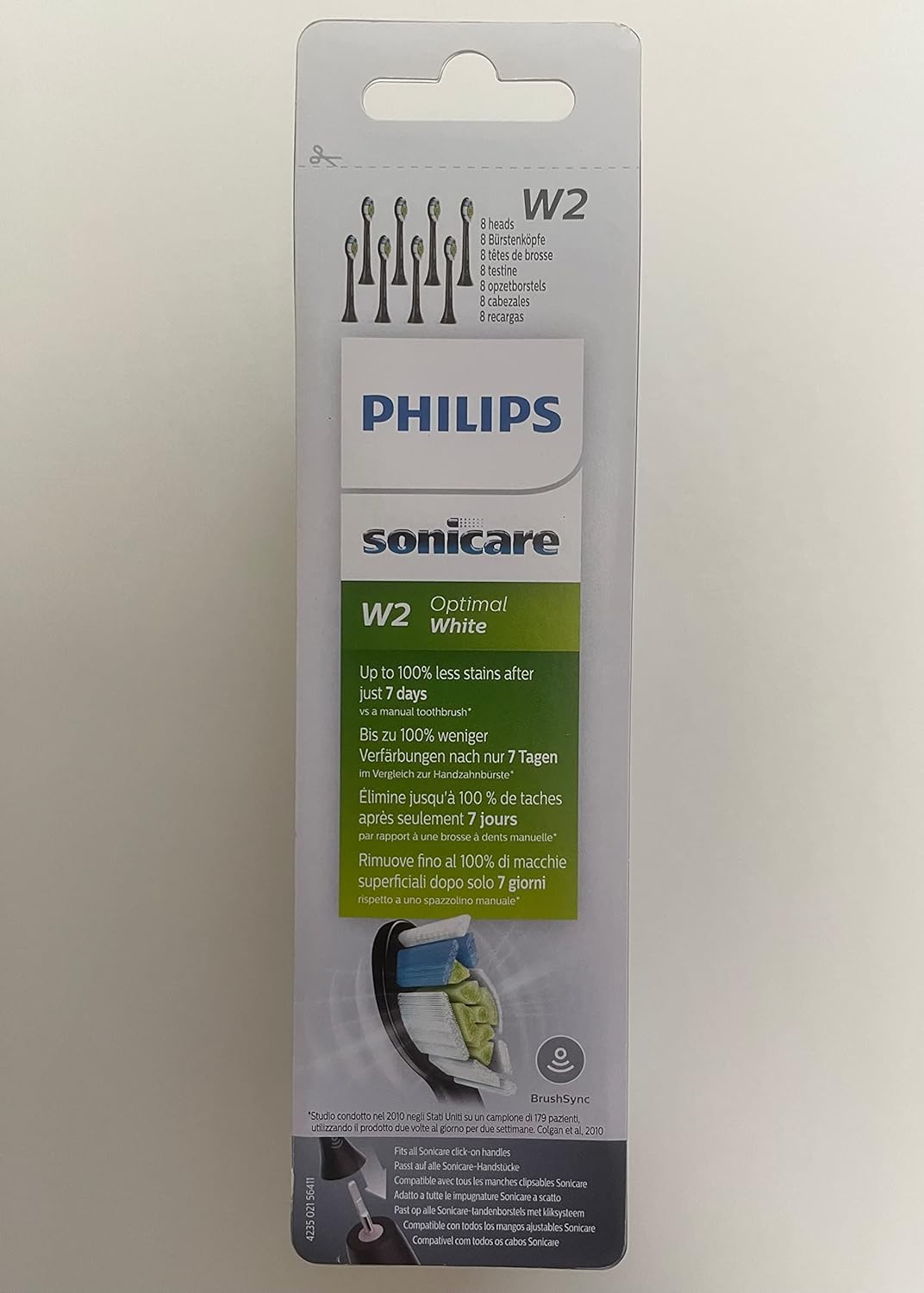 Sonicare HX6068/05 White Plus (Formerly Diamond Clean) Replacement Brush, Standard, Set of 8, Black