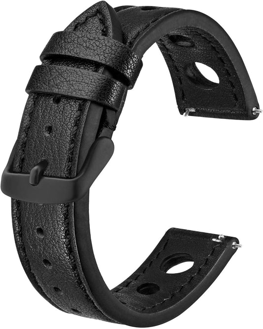 18mm/20mm/22mm Oil Wax Leather Spare Watch Band Rally Style Quick Release Stainless Steel Buckle