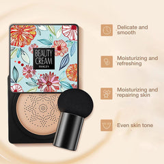 Moisturizing Mushroom Mushroom BB Cream, BB Cream Cushion, BB Skin Care BB Cream Foundation Cushion, Thick Moisturizing, Light and Soft Skin Friendly