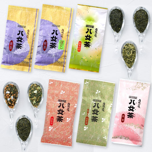 Enjoy the World of Yame Tea Tea, Drinking Comparison Set, 100% Sencha, Deep Steamed Tea, Genmaicha with Matcha, Stemmed Tea, Iwasakien Tea, Kyushu Fukuoka Drinking Comparison Set, Tea Set