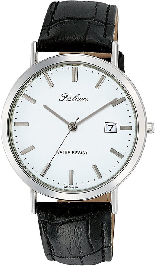 Citizen Q Q D020 - 301 Wristwatch Falcon Analog Display Leather Belt Date Display White Men's