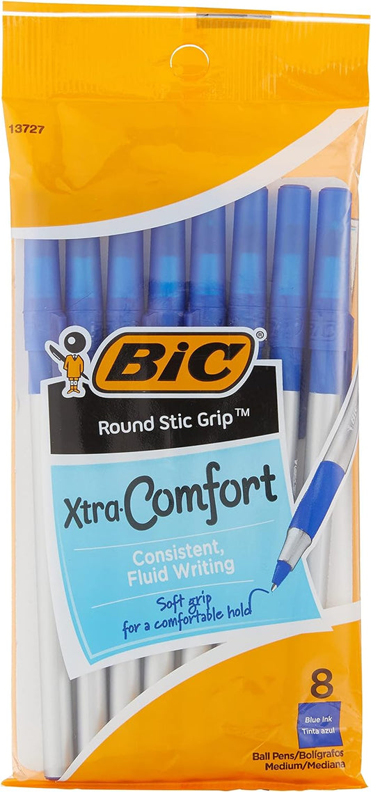 BIC Round Stic Grip Ultra Medium Ball Pen - Blue, Twelve - 8 Count Packs (96 Pens) Ballpoint pen (parallel import)